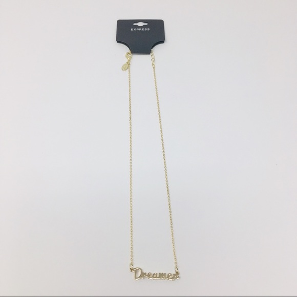 Express Dreamer Script Pendant Necklace Gold Tone - Picture 8 of 8